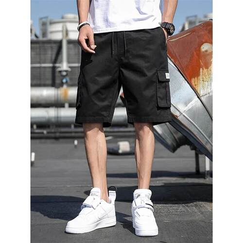Summer Mens Cargo Shorts Cotton Loose Fit Big Size String B
