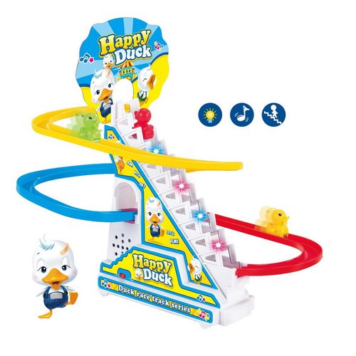 Climbing Stairs Track Toys Cartoon Penguin Dinosaur Dog Duck