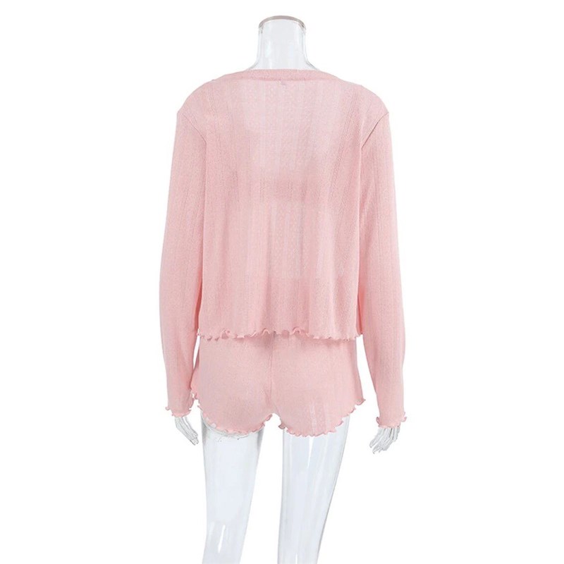Marthaqiqi Fashion Women Sleepwear Suit O-Neck Nightie Long - 实物图