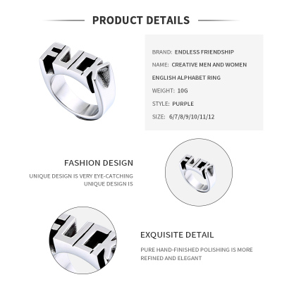 Endless Fashion Letter Ring Rings For women Wedding Custom L