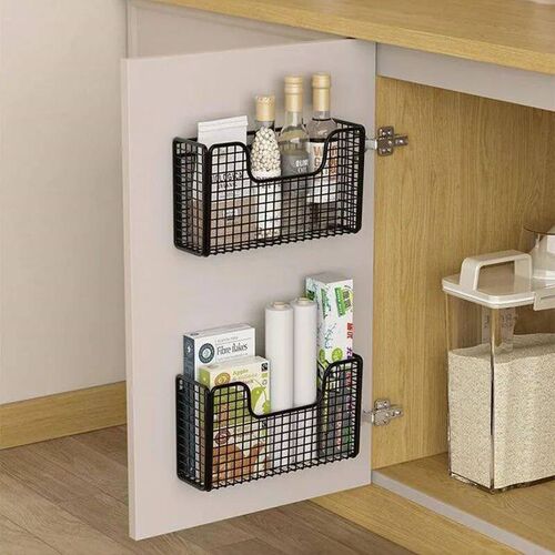 Punch-free Kitchen Cabinet Door Storage Box Iron Rack Wall-m