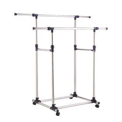 Parallel bars floor drying rack with pulley movable indoor