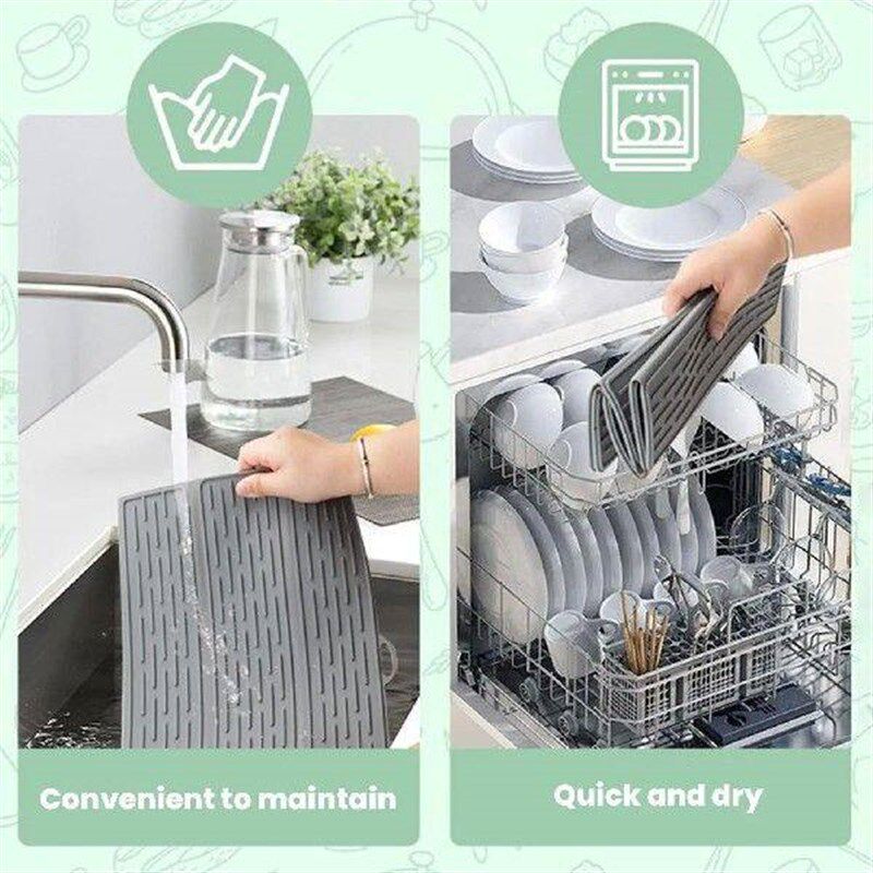 Counter Drying Mat Kitchen Drying Mat Dish Drainer Silicone - 实物图