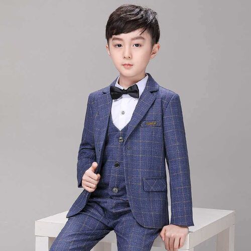 Boys Plaid Small Suit Autumn and Winter New Childrens Suit