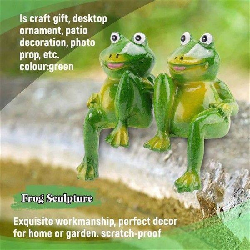 2Pcs/Set Cute Resin Sitting Frogs Statue Outdoor Garden图片