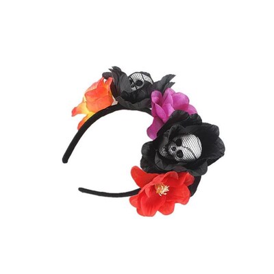 Halloween Horror Skull Lace Headband Artificial Flower wreat