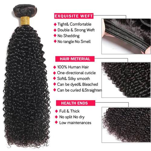 Indian Afro Kinky Curly Bundles 1/3/4PCS Human Hair Extensio