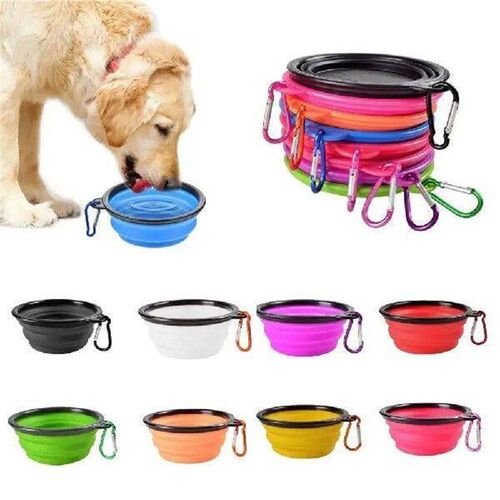 Portable Collapsible Pet Silicone Dog Food Water Bowl
