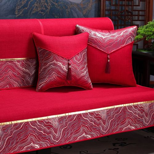 中式红木沙发垫四季通用罩防滑实木罗汉床坐垫定制靠背巾家具