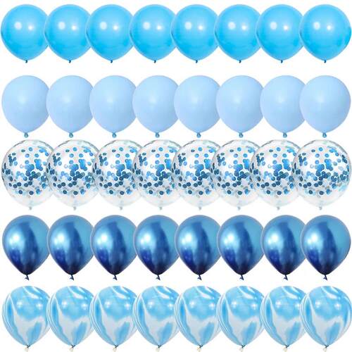 40Pieces Blue Set Balloons Metal Latex Confetti Balloon Wedd