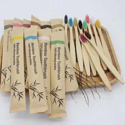 Bamboo Toothbrushes 100Pcs Eco Friendly Resuable Toothbrush