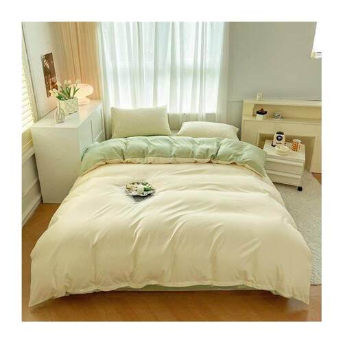 Solid color four-piece simple wash comforter set bedding