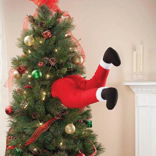 Santa Claus Legs Christmas Tree Decoration Plush Door Decor