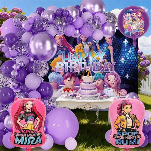 K-Pop Birthday Party Decorations, Purple Pink Balloon
