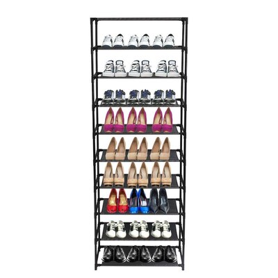 10 Tier Stackable Shoe Rack Storage Shelves - Stainless Stee