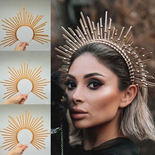Halocrown Barok Mahkota Tiara Mary Halocrown Ikat Kepala Sun