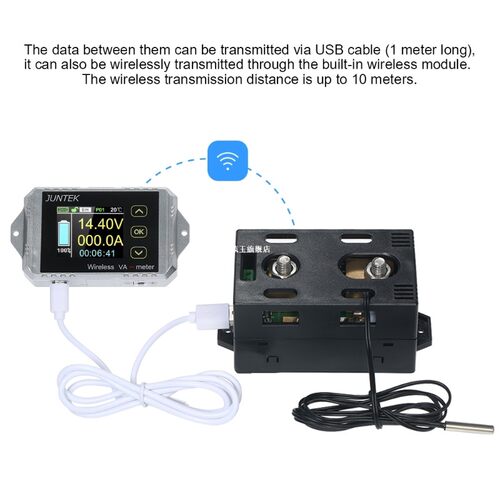 JUNTEK Wireless Digital voltmeter ammeter DC 0.01-100V 0.1-3