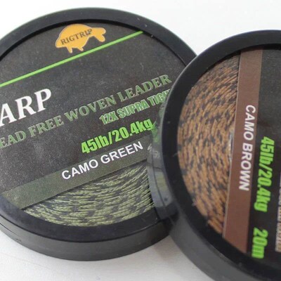 20m Carp Fishing Leader Line Lead Free Woven Leader Camo Gre