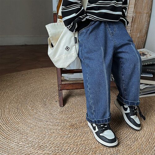 Boys fashion white line straight Jeans 2-7 Years Children lo