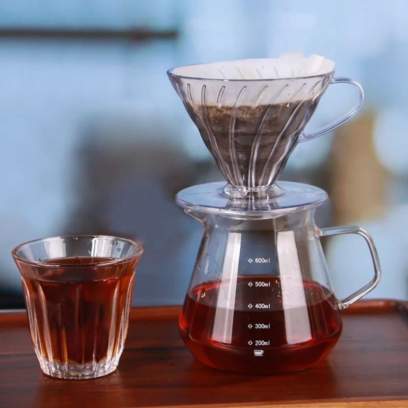 Pour Over Coffee Dripper Set 600ml Glass  Server V02 Funnel图片