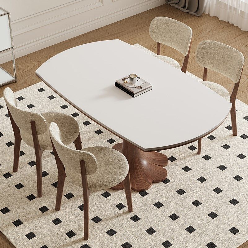 可伸缩德利丰实木岩板餐桌圆形家用小户型法式奶油风方圆两用饭桌,住宅家具,岩板餐桌,淘宝优惠券,粉丝福利购,淘宝优惠卷