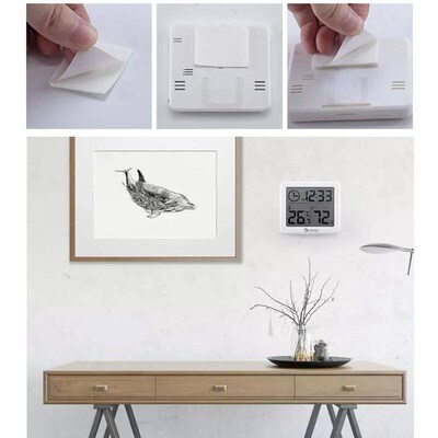 Digital Desk Wall Clock with Temperature Humidity Large Disp