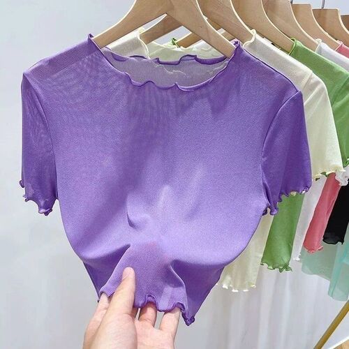 Mesh Bottom Blouse Women Summer Thin Suspender Skirt Short S