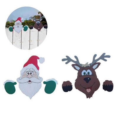2024 New year santa claus fence peeps christmas decoration o