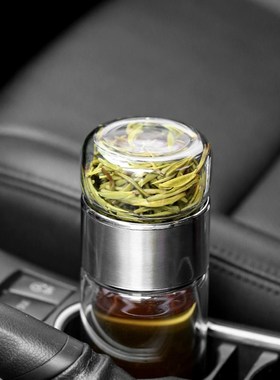 390ML Tea Water Bottle High Borosilicate Glass Double Layer