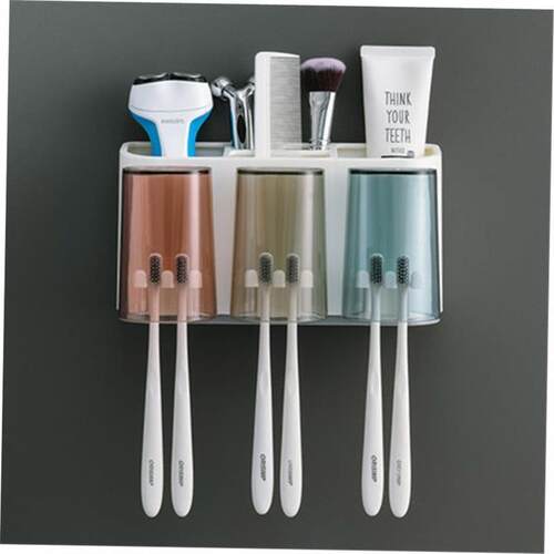 toothbrush tooth cup holder wall rack bathroom mount home
