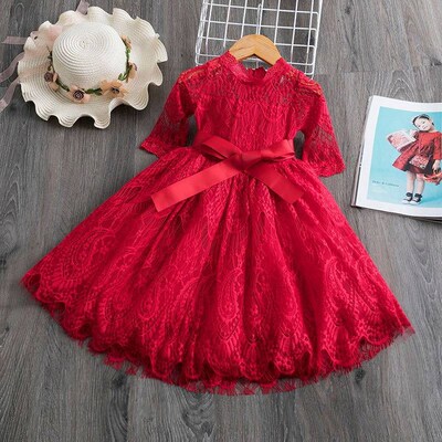 Girls Spring Dress Red Ceremony Dress Girls New Year Costume