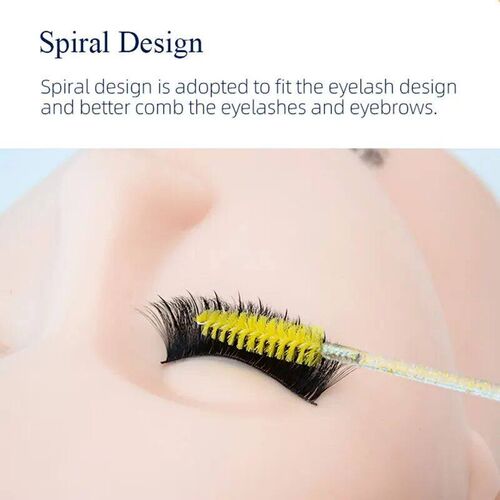 Maange 50 PCs Crystal Handle One-off Eyelash Brush Yellow Be