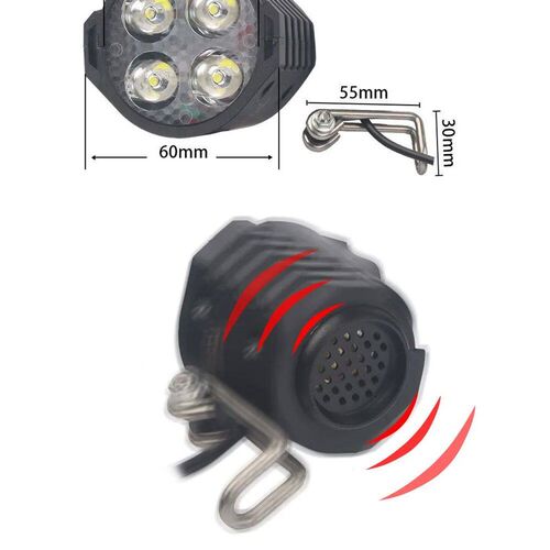 Electric Bicycle Light/ebike Light 12W 36V 48V with Horn Swi