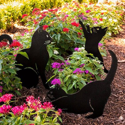 Cat Family Garden Stakes Decorative Cute Cat Garden Decorati