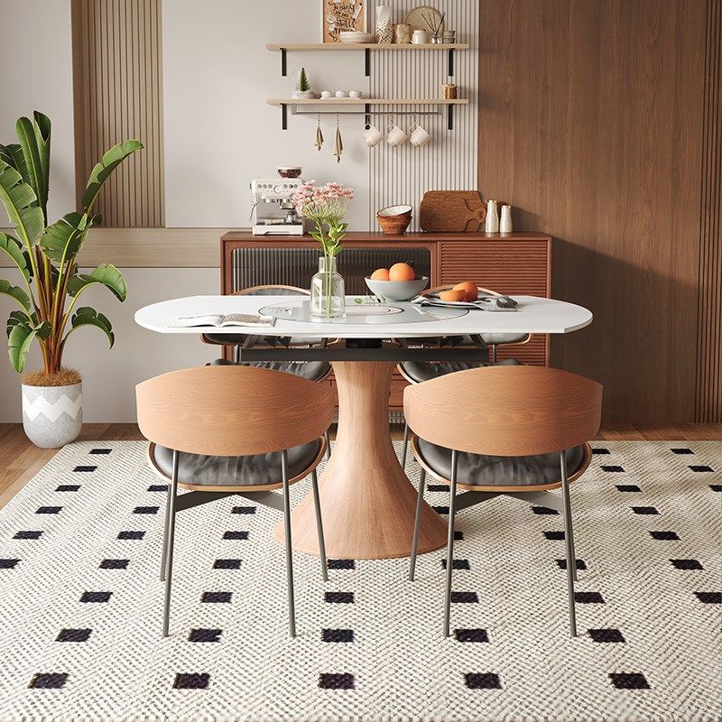 红晟岩板餐桌多功能家用小户型可变圆桌旋转可伸缩圆餐桌椅,住宅家具,岩板餐桌,淘宝优惠券,粉丝福利购,淘宝优惠卷