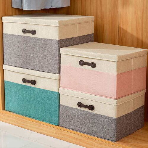 Cotton and Linen Storage Box Foldable Wardrobe Storage Drawe