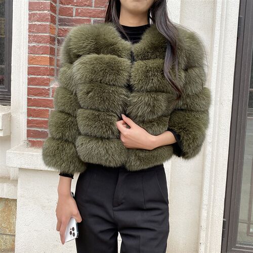 Real Fur Coat Womens Winter Warm Natural Fox Fur Coat High