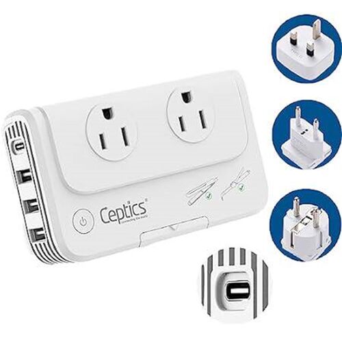 Ceptics European Travel Voltage Converter, 200W Adapter f