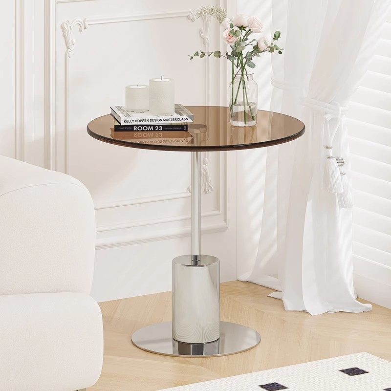 迷你沙发边几茶几客厅家用创意岩板角几床头不锈钢玻璃小圆桌子,家居饰品,落地摆件,淘宝优惠券,粉丝福利购,淘宝优惠卷