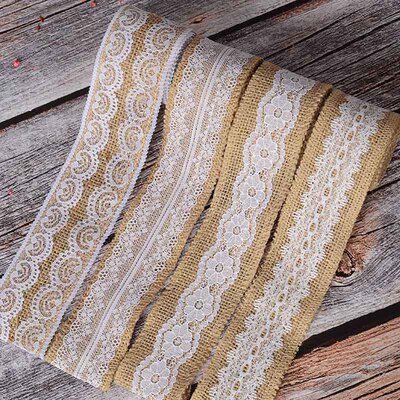 2M 2.5-5cm Natural Jute Burlap Ribbon Rustic Vintage Wedding