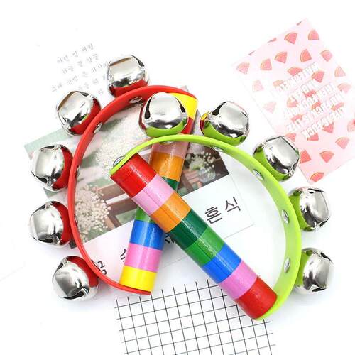 NEW Colorful Rainbow Hand Held Bell Half Round Percussion Mu