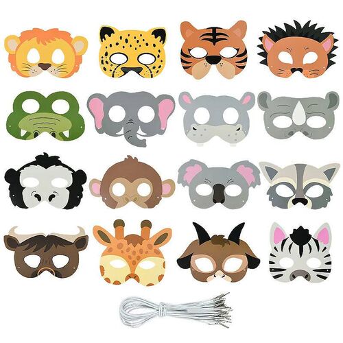 16pcs Jungle Animal Mask Birthday Party Decoration Kids Funn