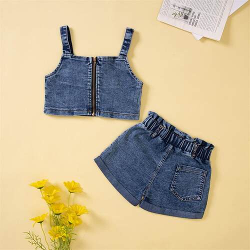 Fashion Toddler Baby Girls 2Pcs Summer Pants Set Sling Plain