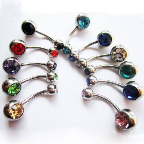 10 pcs/lot Piercing Navel Surgical Steel Single Crystal Rhin