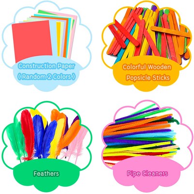 Colorful Plush Sticks Wool Pompoms Maials Kids DIY Montessor