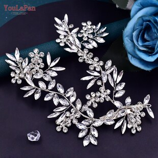 YouLaPan HP254 Alloy Flower Bridal Hair Clips Rhinestone Sid