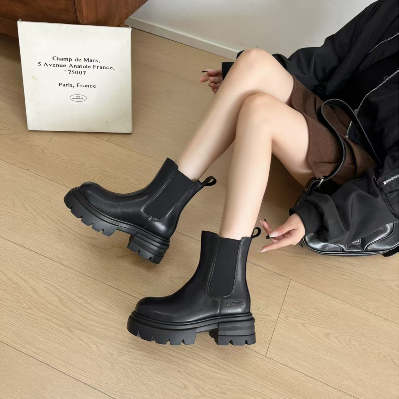 CC冬季新款时尚百搭厚底切尔西靴休闲鞋马丁靴绒里 25838,女鞋,马丁靴,淘宝优惠券,粉丝福利购,淘宝优惠卷