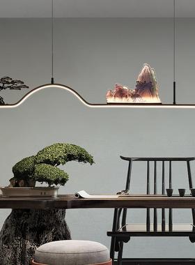 新中式山水餐厅长极条形40994吊灯代简约吧台现餐桌台北欧简前一
