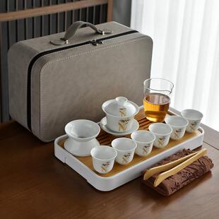 德化白瓷旅行便携式茶套装礼品户套KDZ外功夫小组便携包家具用泡