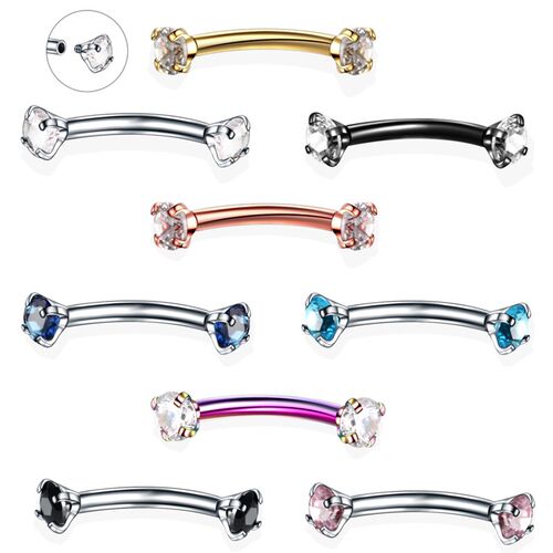 1PC Steel Crystal Gem Eyebrow Ring Tragus Helix Rook Earring